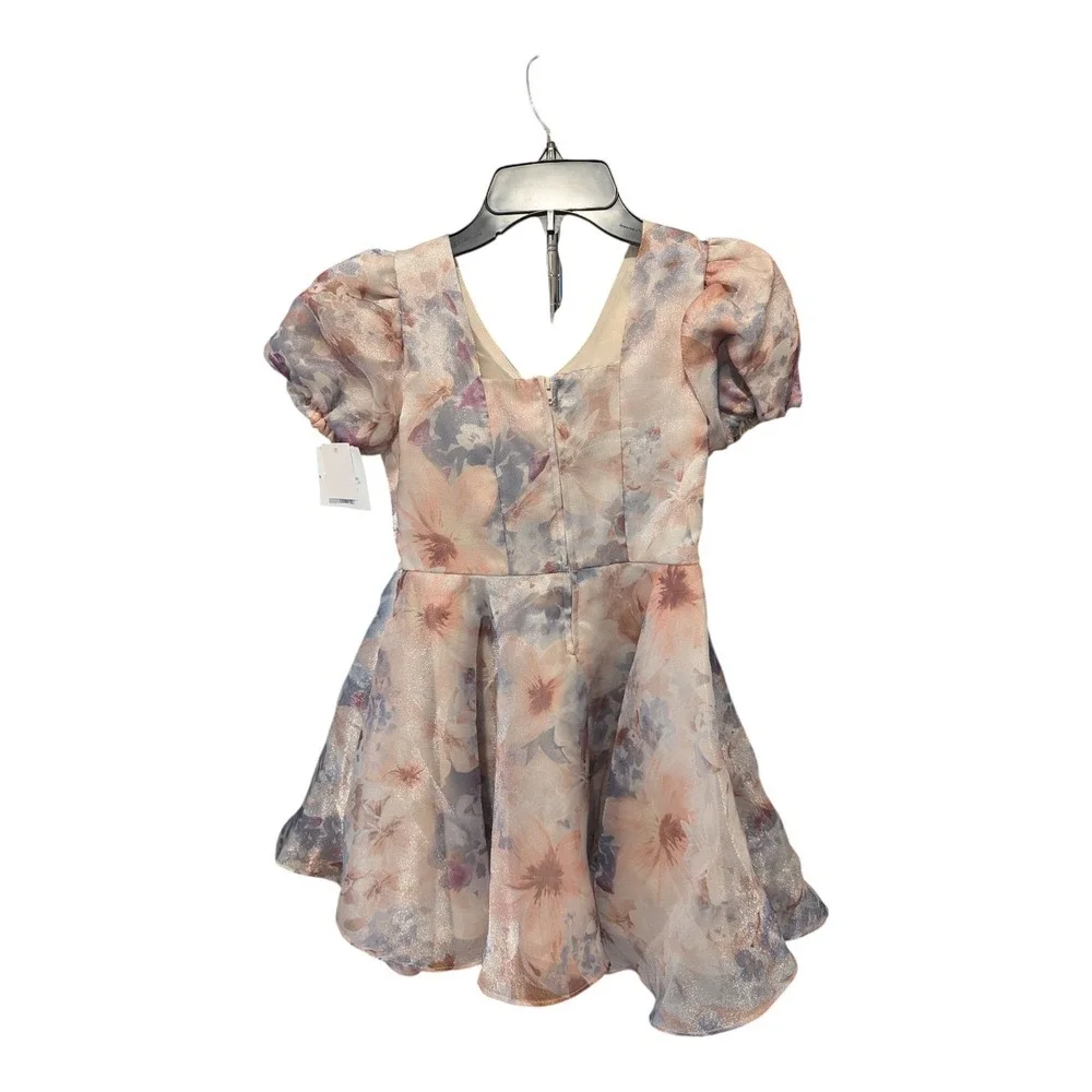 BBC-2 Rare Editions Big Girls Balloon Sleeve Dress Size 8 -‎ Floral Taupe